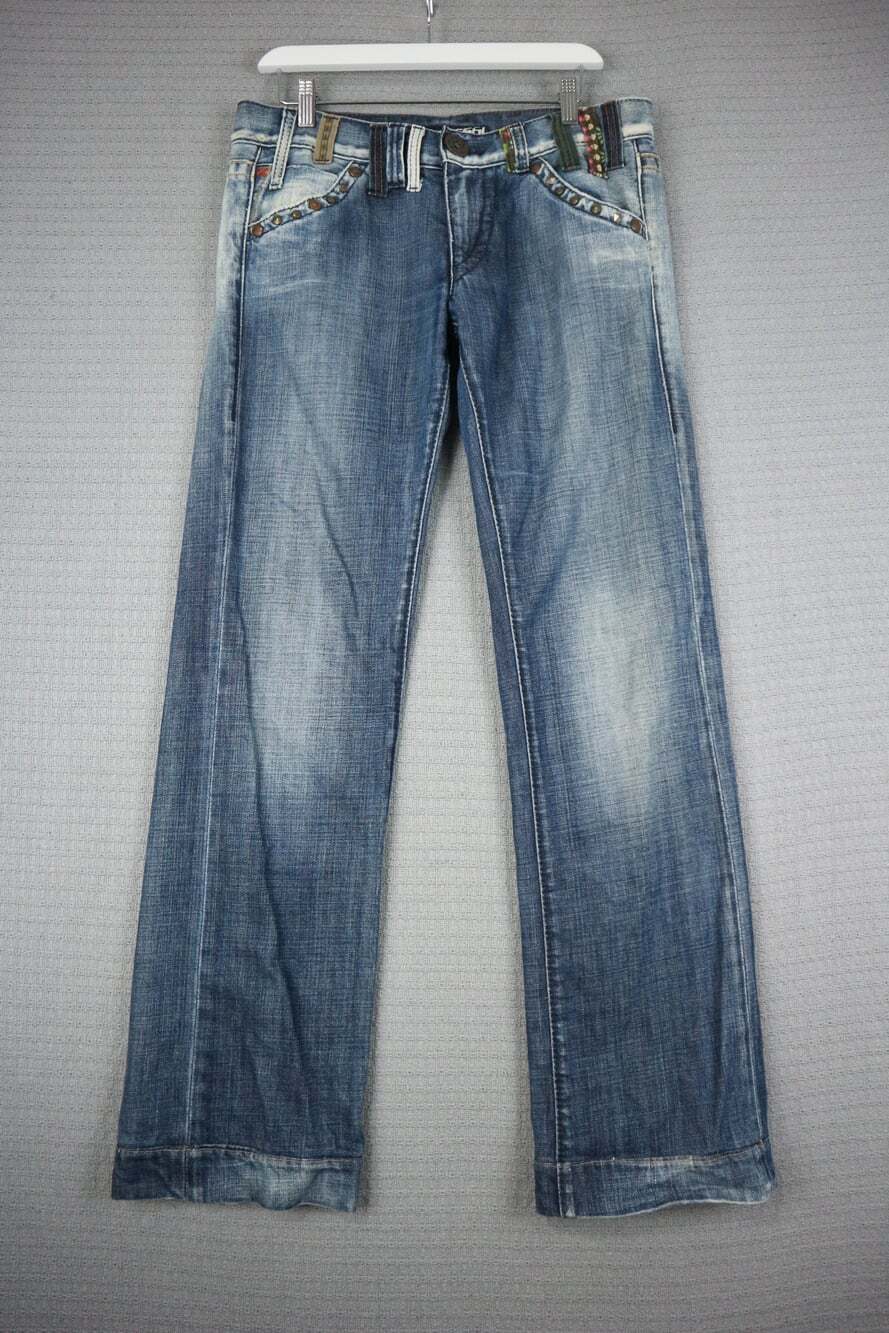 Miss Sixty 60 Womens Boot Cut Multi Belt Loop Strap Made in Italy Denim  31W
